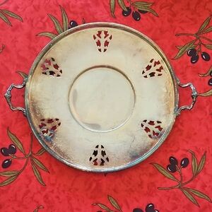Vintage Silver Serving Tray with Handles